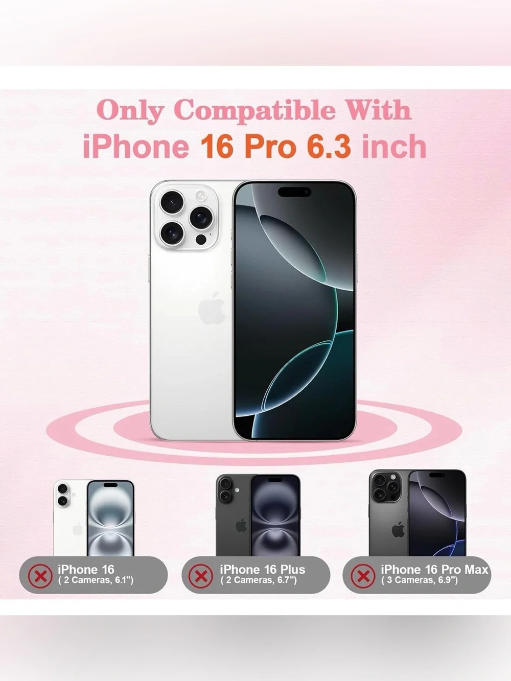 Floral Clear Phone Case for iPhone 16 pro with Pink Floral Pattern